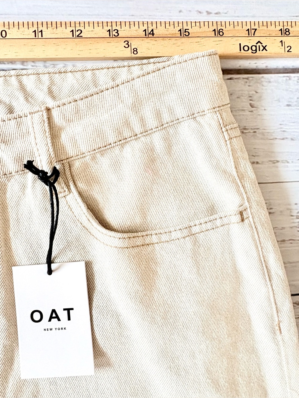 NWT OAT New York High-Rise Straight Ankle Jeans Ivory Size 29 - Picture 4 of 16